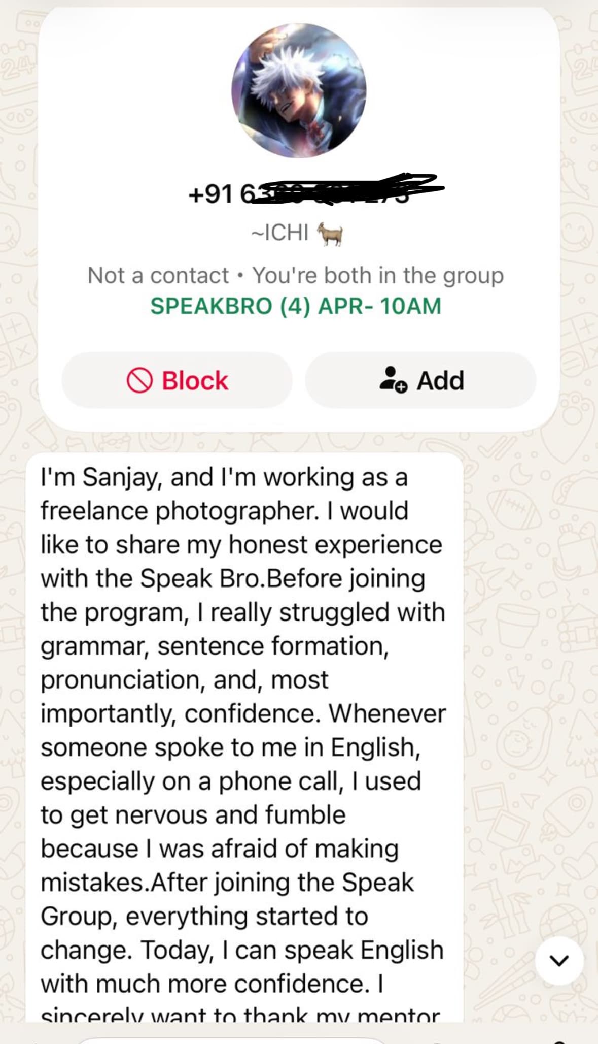 SpeakBro learner testimonial