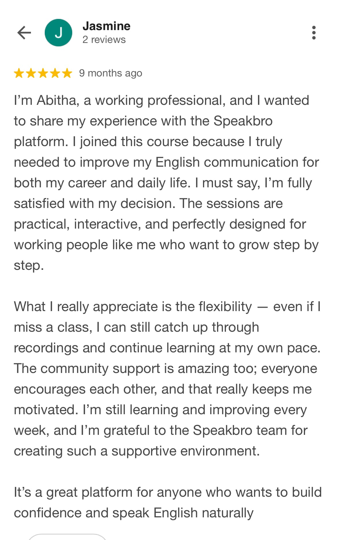 SpeakBro learner testimonial